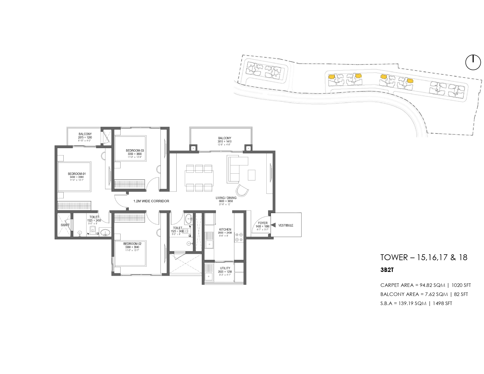 3BHK floor plan Nambiar District 25